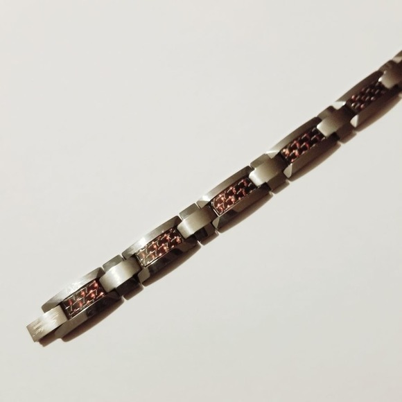 NEW Tungsten‎ carbide bracelet with red inlay